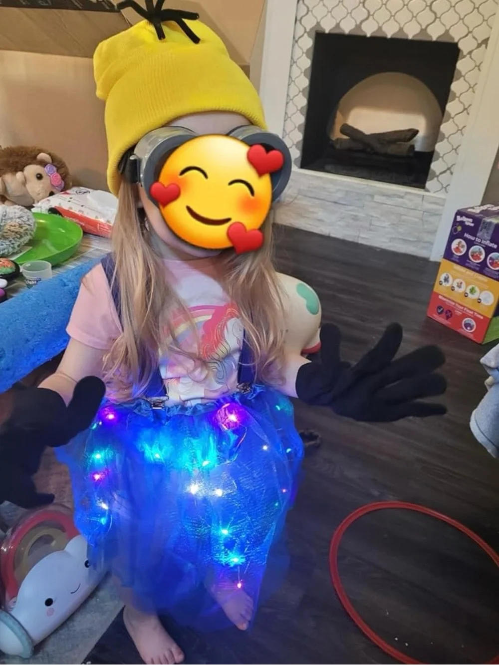 Kids Blue Light-Up Tutu Minion-Inspired Costume Set with Yellow Hat